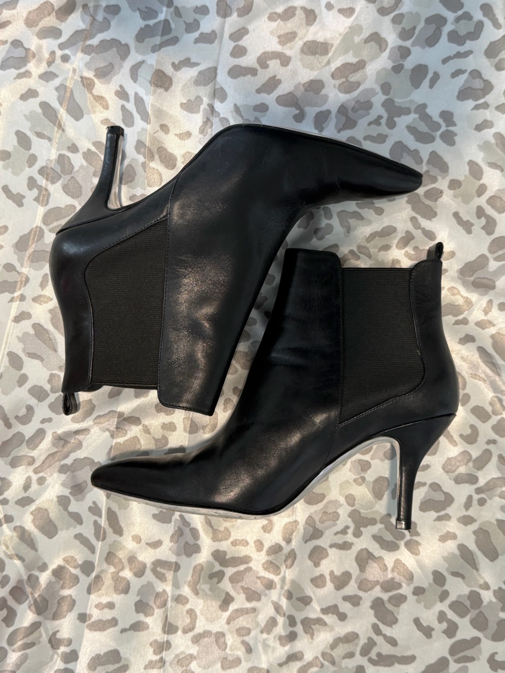 Michael Kors Classic Black Leather Ankle Boots with Side Panel